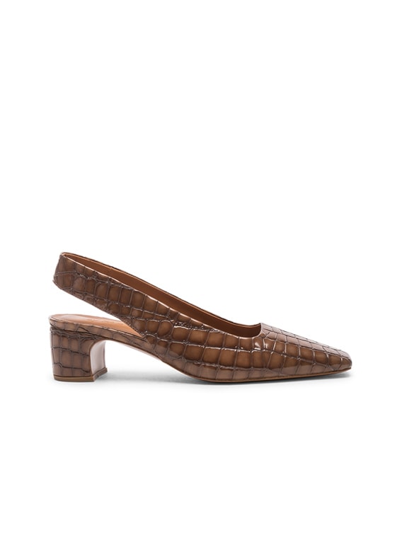 BY FAR Danielle in Brown Croc Embossed Patent FWRD