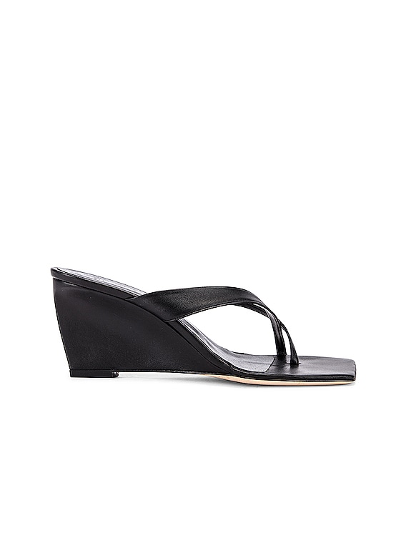 BY FAR Theresa Leather Wedge in Black FWRD