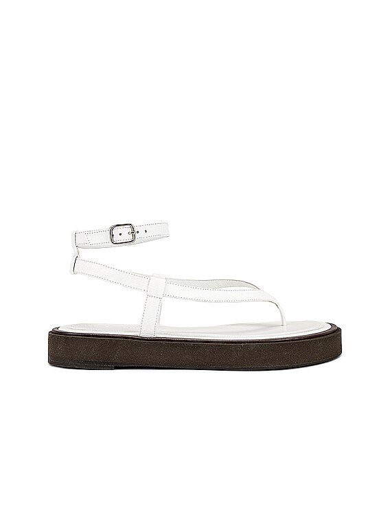 BY FAR Cece Grained Leather Sandal in White FWRD