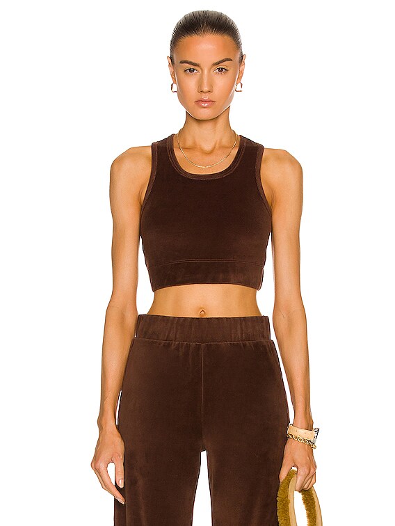 YEAR OF OURS Warm Up Velour Bra in Brown