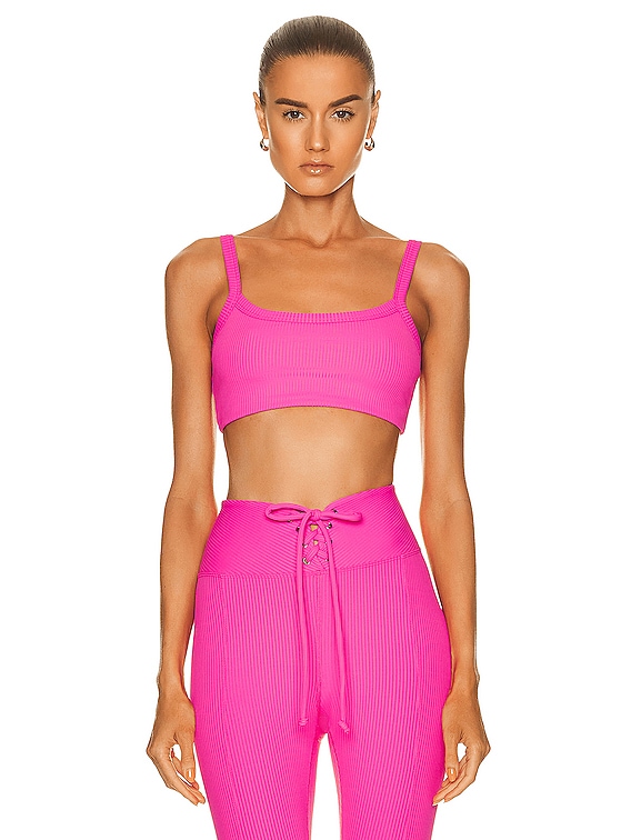 YEAR OF OURS Ribbed Bralette Top in Hot Pink