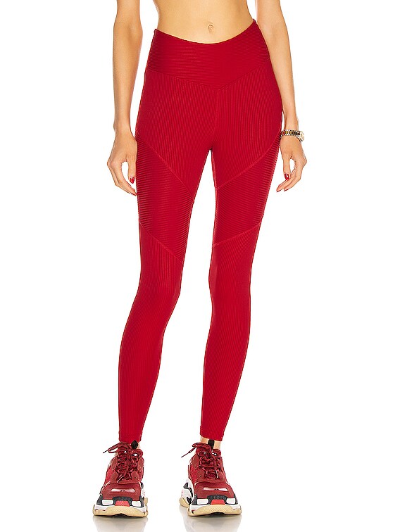 YEAR OF OURS Ribbed Chevron Legging in Deep Red