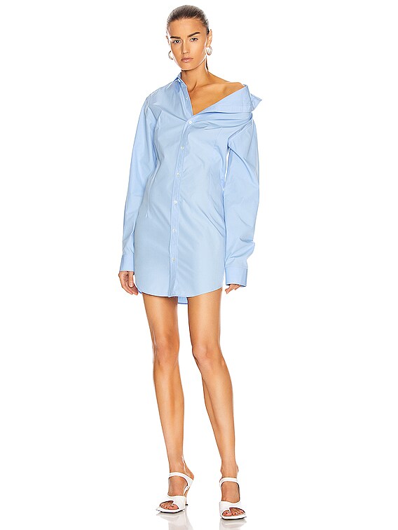 Y/Project Asymmetric Shirt Dress in Light Blue | FWRD