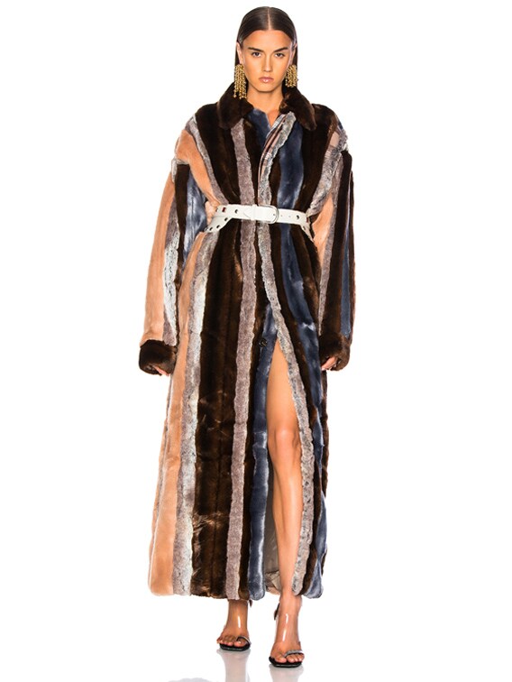 Y/Project Faux Fur Coat in Dusty Pink | FWRD