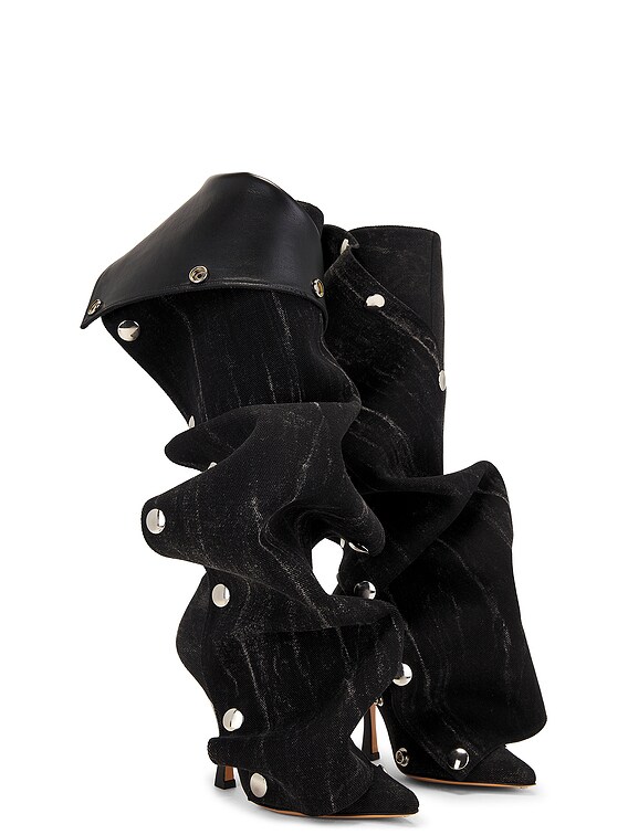 Y/Project Snap Boot in Black Vertical Whiskers | FWRD