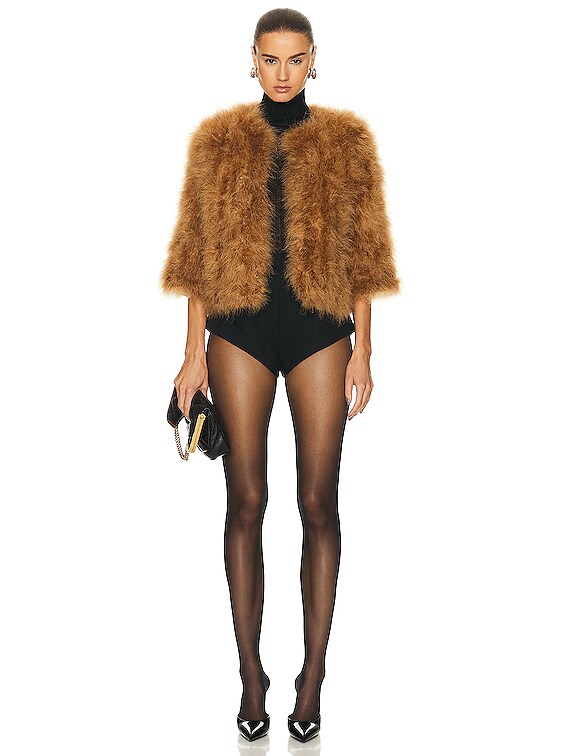 Yves Salomon Feather Cropped Jacket in Madeline | FWRD
