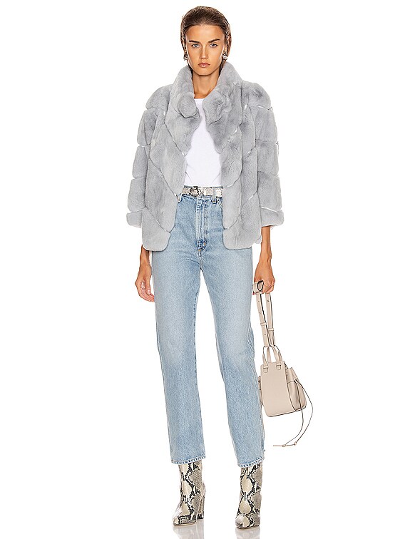 Yves Salomon Rex Rabbit Fur Jacket in Sky | FWRD