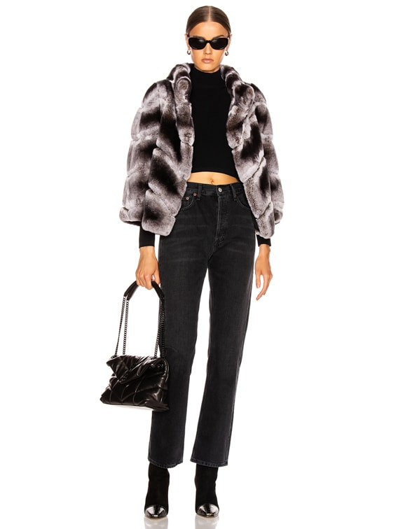 Yves Salomon Rex Rabbit Jacket in Chinchilla | FWRD