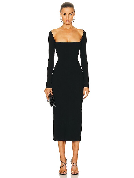 Zeynep Arcay U-neck Midi Knit Dress in Black | FWRD