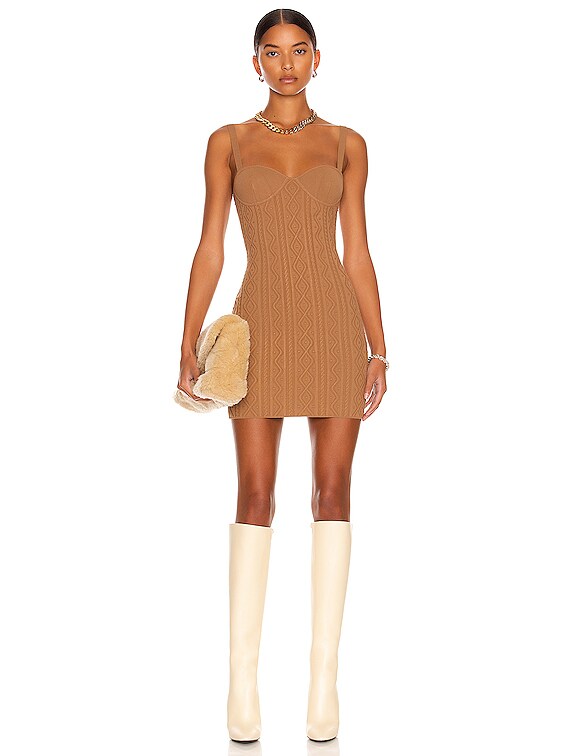 Zeynep Arcay Mini Knit Dress in Light Brown | FWRD