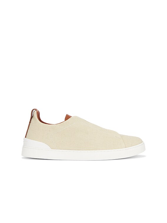 Zegna Triple Stitch Low Top Sneaker in Dust White | FWRD