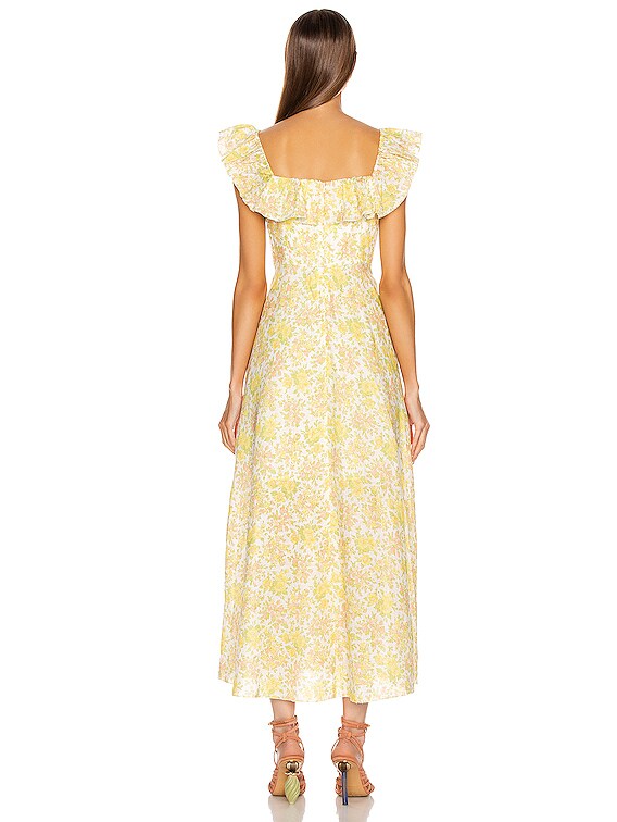 Zimmermann ショートドレス グリーン FW24/25 Zimmermann Goldie Ruffle Long Dress in Citrus Floral | FWRD