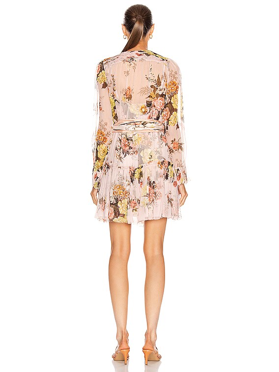 Zimmermann Brightside Lantern Sleeve Mini Dress in Blush