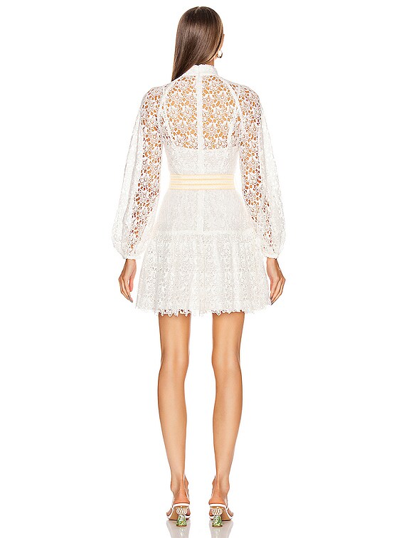slim fit dress slacks Zimmermann Black Contrast Embroidered Frill Mini Dress main image 0