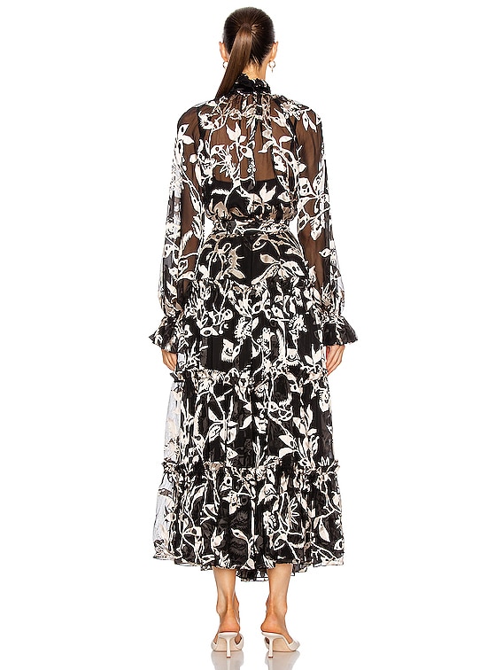 Zimmermann Ladybeetle Swing Long Dress in Black Mystic Eye | FWRD