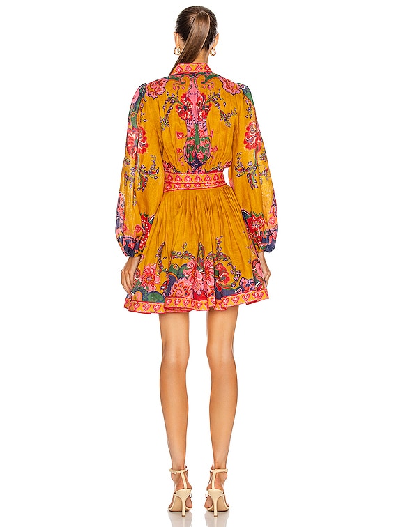 ZIMMERMANN 1258SSS242MPAI 関税送料込 Zimmermann Lovestruck Wrap Mini Dress in Gold Paisley Floral