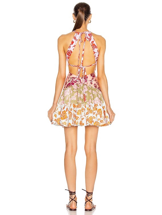 Zimmermann Lovestruck V-Neck Mini Dress in Mixed Roses | FWRD