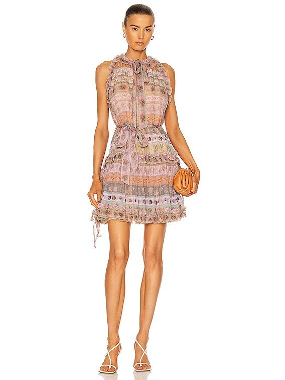 Zimmermann Luminous Ribbon Swing Mini Dress in Mixed Ribbons