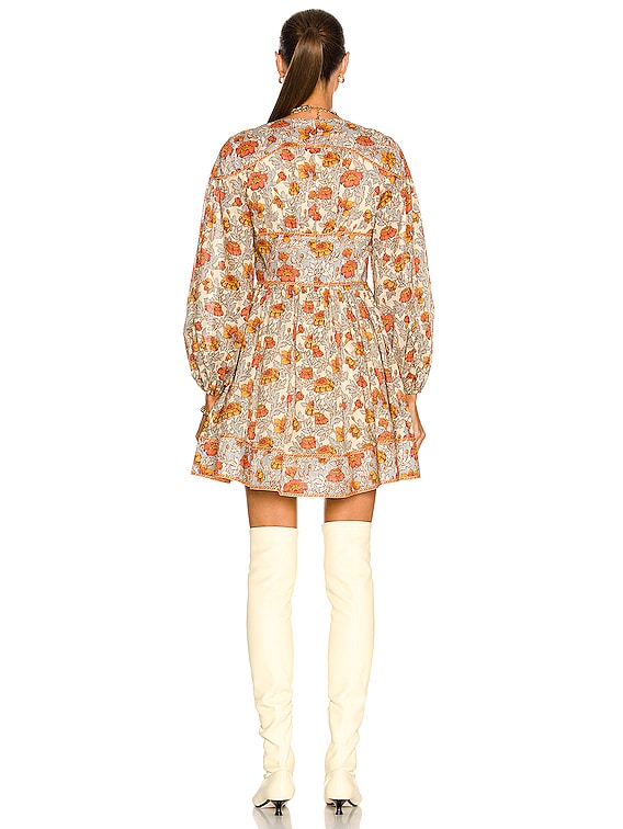 Zimmermann Andie Buttoned Mini Dress in Dusty Blue Floral | FWRD Zimmermann Andie Buttoned Mini Dress in Dusty Blue Floral | FWRD