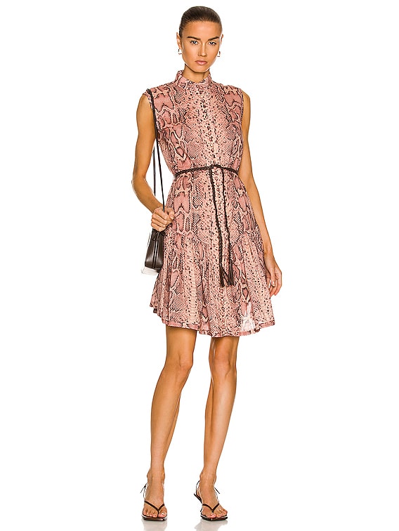 Zimmermann Moonshine Mini Dress in Pink Snake | FWRD