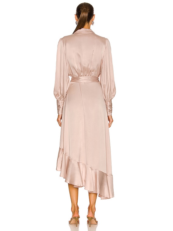 Zimmermann Silk Wrap Midi Dress in Petal | FWRD