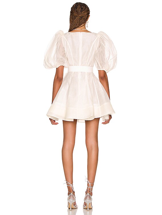 fluted sleeve mini dress in ivory Oh Polly Amryn fluted sleeve mini dress in ivory