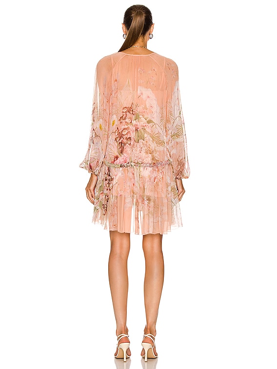 Zimmermann Dancer Drawn Mini Dress in Blush Garden Floral | FWRD