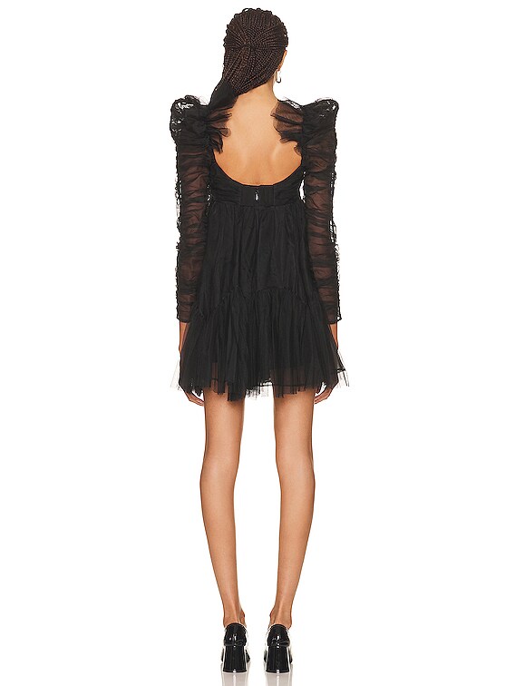 Zimmermann Tulle Ruched Mini Dress in Black | FWRD