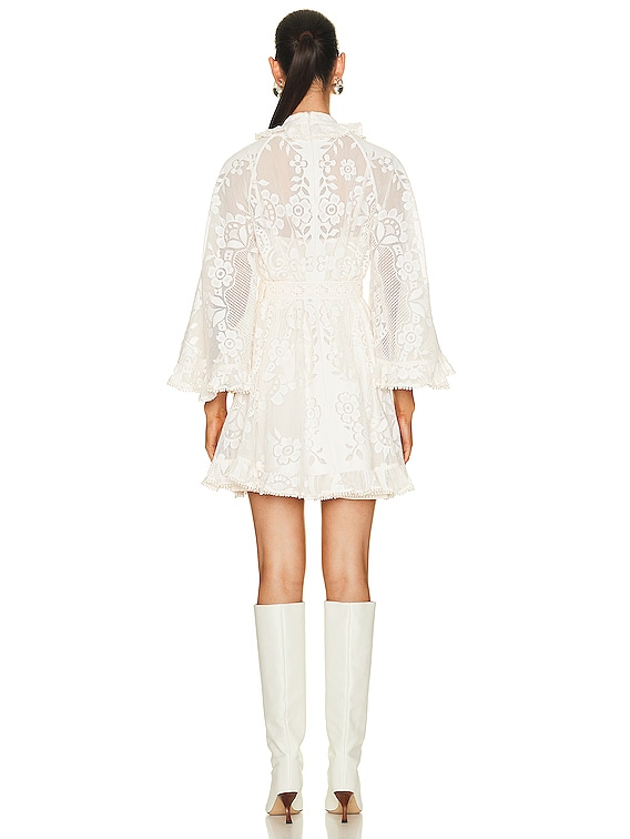Zimmermann Tiggy Lace Mini Tunic Dress in Ivory