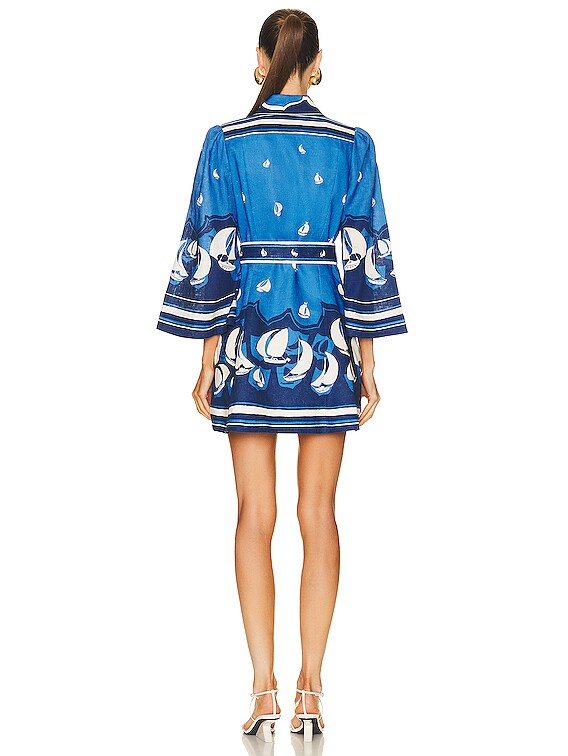 Zimmermann High Tide Mini Shirt Dress in Blue Sailboats | FWRD