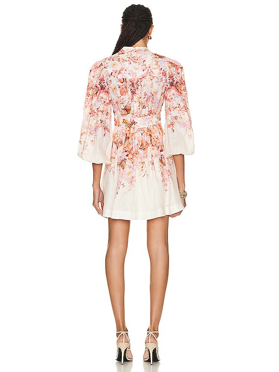 Zimmermann Devi Plunge Mini Dress in Cream Floral | FWRD
