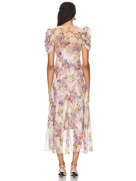 slim fit dress slacks Zimmerman Sunray Long Sleeve Midi Dress Black Paisley  blueandcream