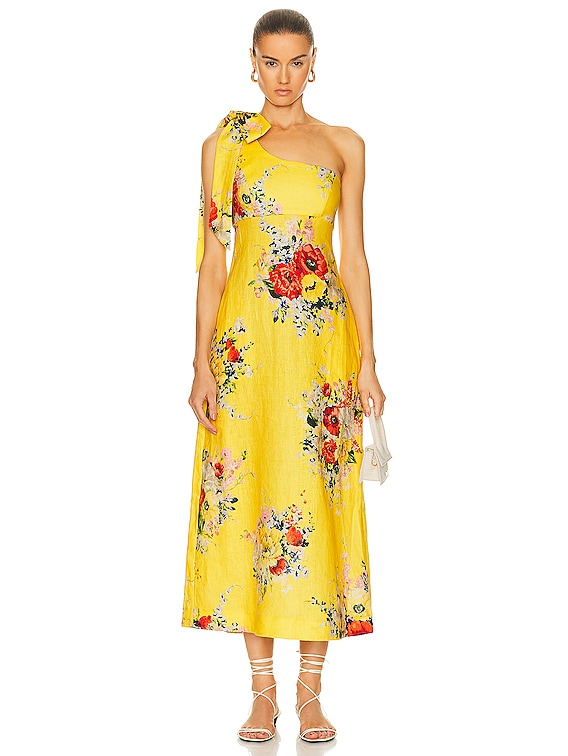 ワンピース ZIMMERMANN Women Mid Skirts 3214DSS255YELLOW Cascadian Asymmetric Dress Yellow Stripe Online | Zimmermann