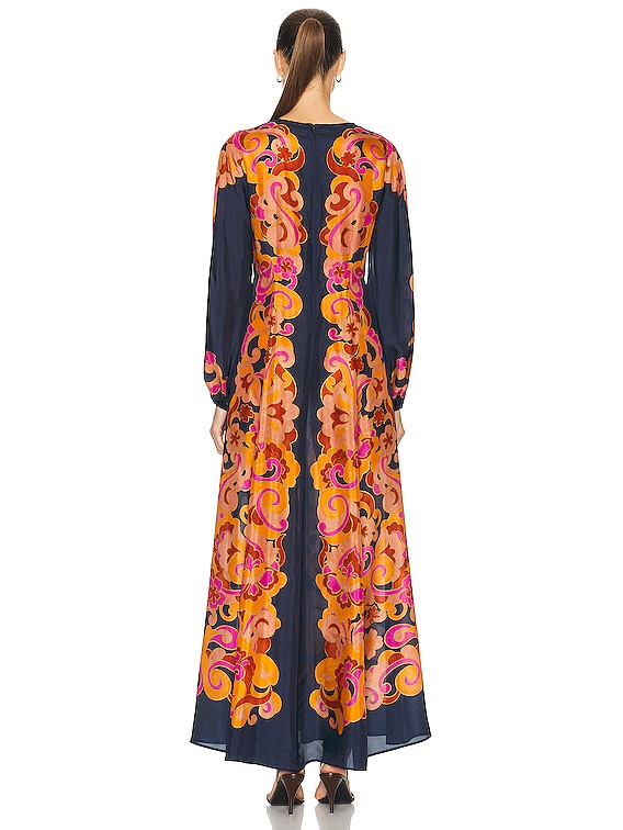 Zimmermann Acadian Long Sleeve Maxi Dress in Navy Paisley | FWRD