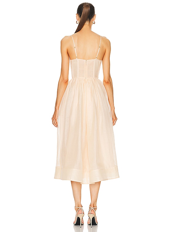 Zimmermann Natura Ruched Midi Dress in Light Peach | FWRD