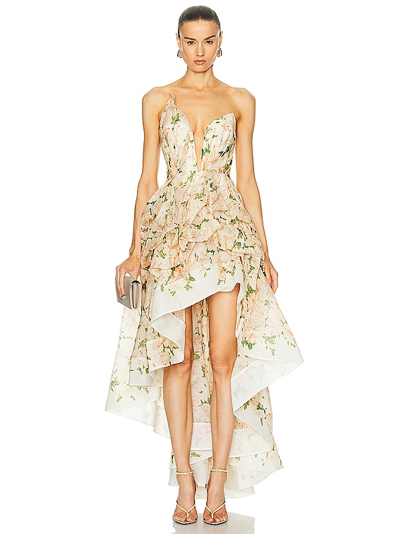 knee length dresses for ladies Zimmermann Natura Draped Midi Dress in Coral Azalea main image 0