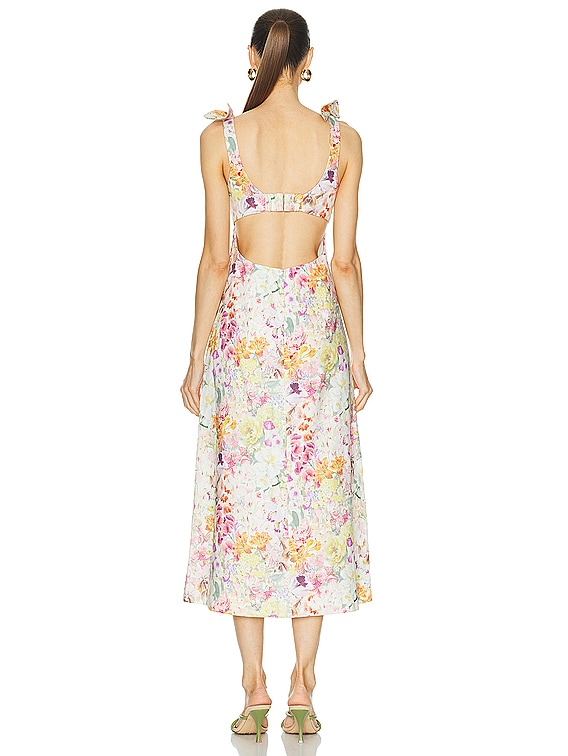 【Zimmermann】DAWNING PICNIC DRESS コルセット ミディ Zimmermann Harmony Tie Shoulder Midi Dress in Kaleidoscope
