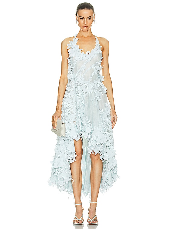 Zimmermann Natura Lasercut Halter Dress in Mint | FWRD