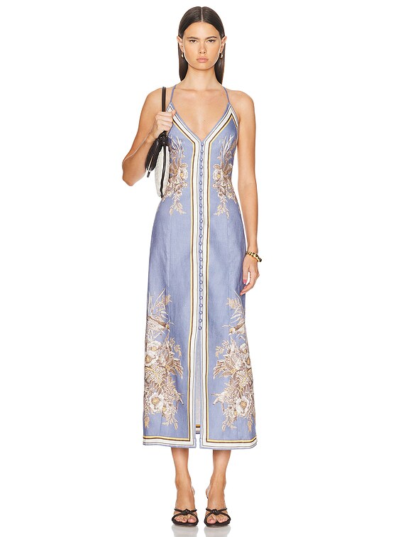 Zimmermann Ottie Slip Dress in Blue Floral | FWRD