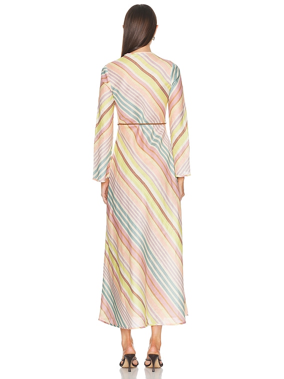Zimmermann Halliday Bias Long Dress in Multi Stripe | FWRD