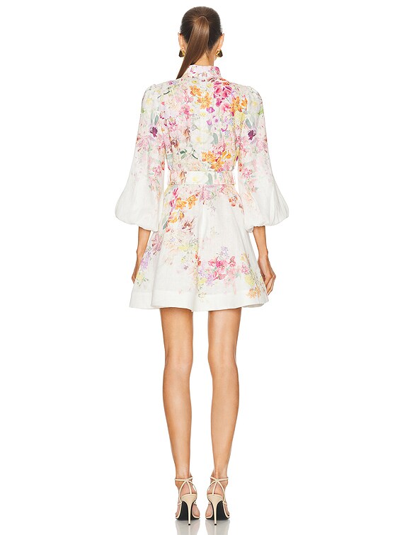 Zimmermann Natura Buttoned Mini Dress in Kaleidoscope Garden