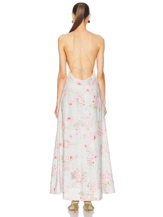 Zimmermann Halliday A-line Maxi Dress in Blue Watercolour