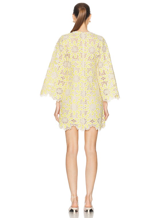 Zimmermann Golden Lace Mini Dress in Cream & Yellow | FWRD