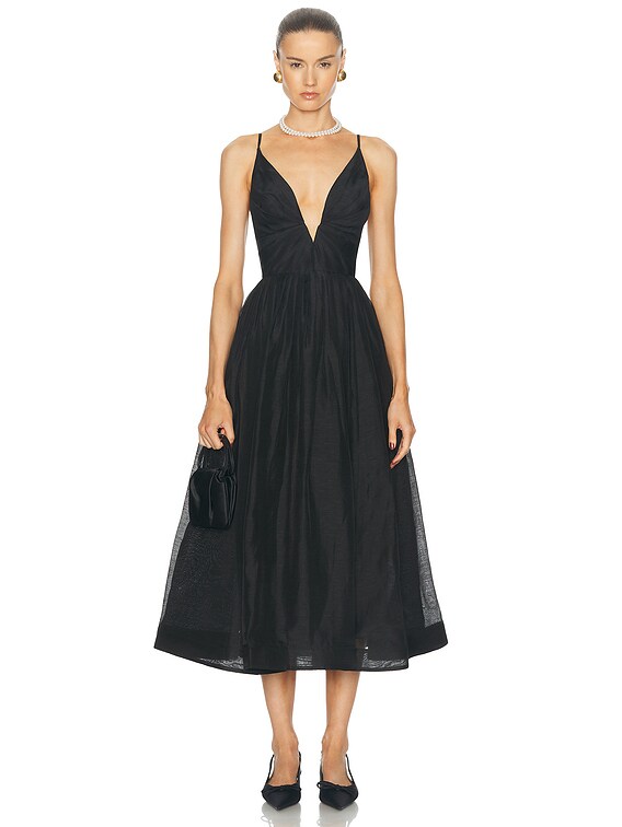 Zimmermann Illustration V Neck Midi Dress in Black | FWRD