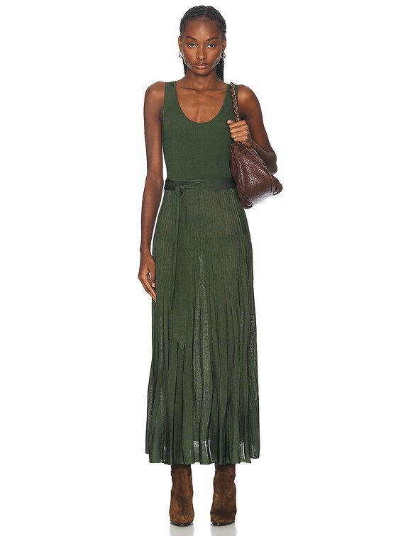 zimmermann pleated midi dress green Zimmermann Pleated Midi Dress