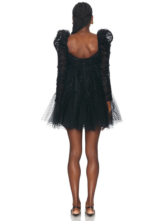 Zimmermann Tulle Ruched Mini Dress in Black | FWRD