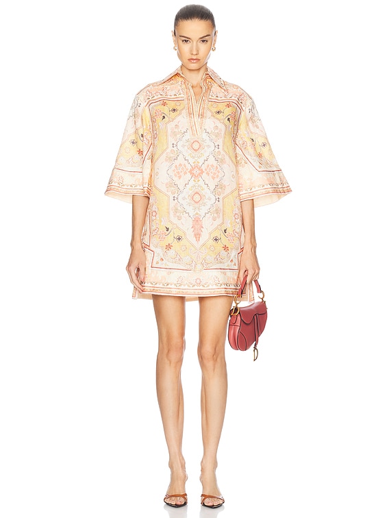ワンピース ZIMMERMANN Printed Linen Wylie Tunic Dress Zimmermann Wylie printed linen tunic Zimmermann