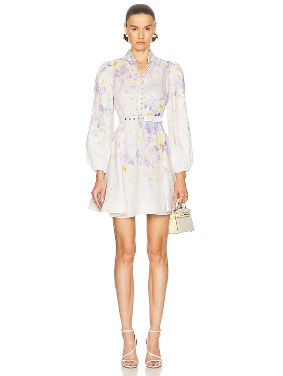 Zimmermann Crush Buttoned Mini Dress in Lilac Floral | FWRD