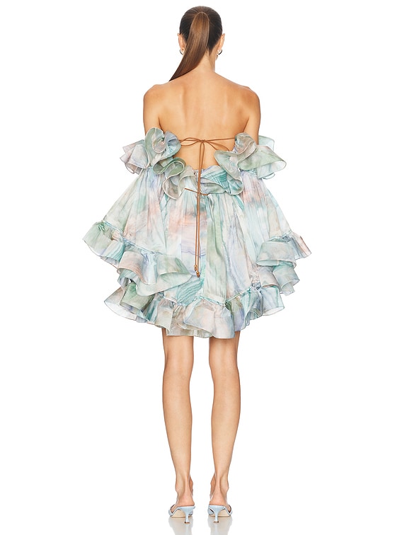 【Zimmermann】ILLUMINATE FLOUNCE MINI DRESS フリル ミニ Zimmermann Illuminate Flounce Mini Dress in Blue Agate | FWRD