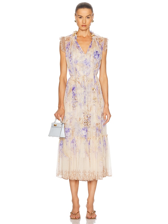 Zimmermann Dawning Flutter Dress in Lilac Floral | FWRD